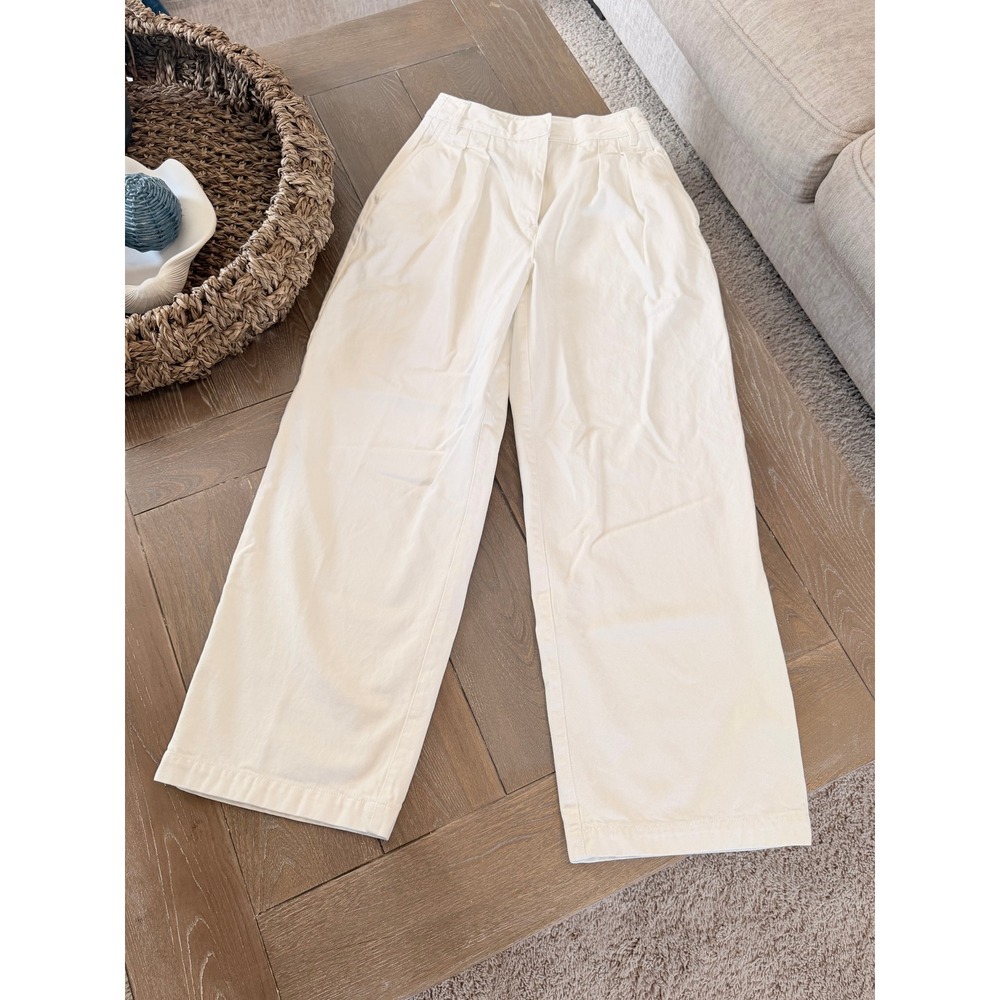 Tibi Wide Leg Pleated Pants Womens in White Size 27